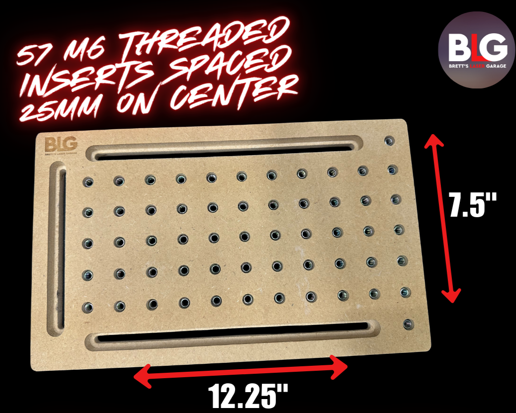 Galvo Laser Extension Plate with dimensions and product name on a black background