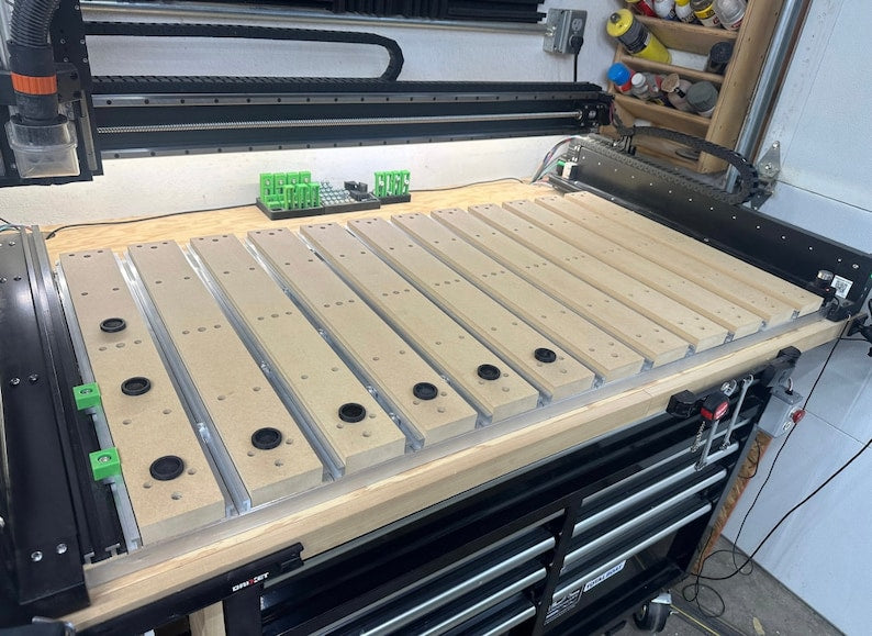Shapeoko 5 Pro 2'x4' / 2’x2’ CNC Upgraded Waste Board Slats w/ Threaded Inserts & 20mm Dog Holes Spoil Board