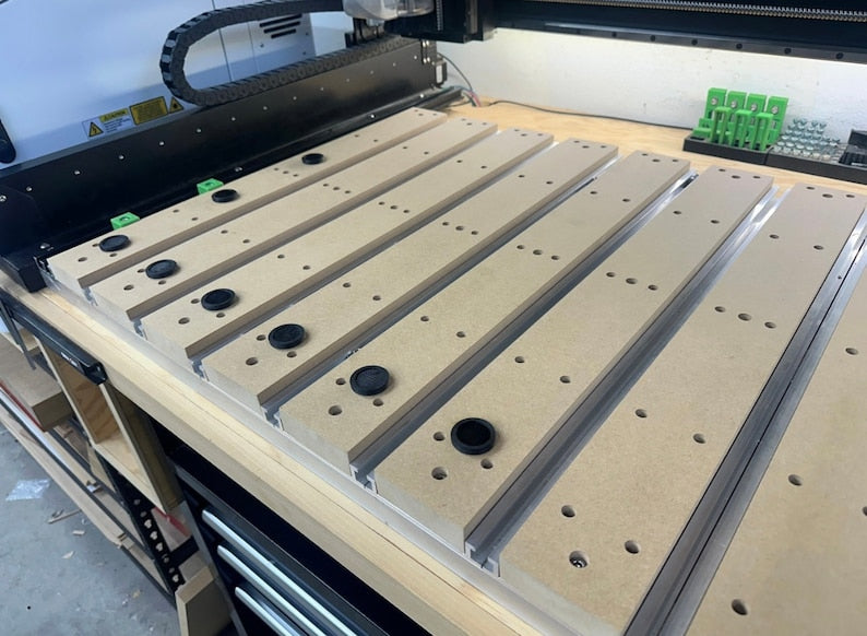 Shapeoko 5 Pro 2'x4' / 2’x2’ CNC Upgraded Waste Board Slats w/ Threaded Inserts & 20mm Dog Holes Spoil Board