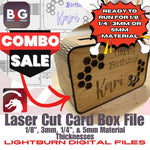 Laser Cut Card Box Digital File Combo Pack - 1/8"/3mm/1/4"/5mm Material thicknesses - Weddings, Birthdays, Graduations, Special Occassions