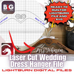 Laser Cut Wedding Dress Hanger Digital Lightburn File - Weddings, Bridesmaid gifts - Thunder Laser, Xtool, Laser Engraving File