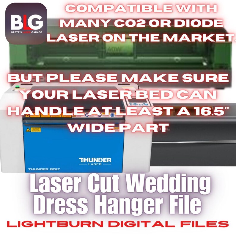 Laser Cut Wedding Dress Hanger Digital Lightburn File - Weddings, Bridesmaid gifts - Thunder Laser, Xtool, Laser Engraving File