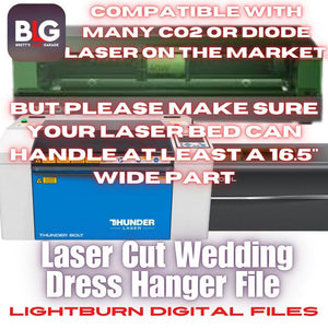 Laser Cut Wedding Dress Hanger Digital Lightburn File - Weddings, Bridesmaid gifts - Thunder Laser, Xtool, Laser Engraving File