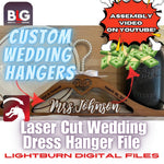 Laser Cut Wedding Dress Hanger Digital Lightburn File - Weddings, Bridesmaid gifts - Thunder Laser, Xtool, Laser Engraving File